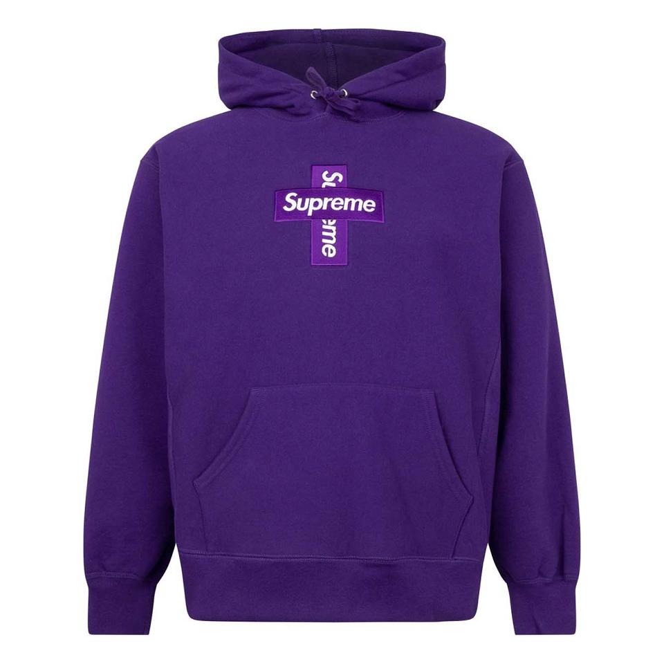 Supreme Cross Box Logo Kapüşonlu Sweatshirt Mor | TR485TV