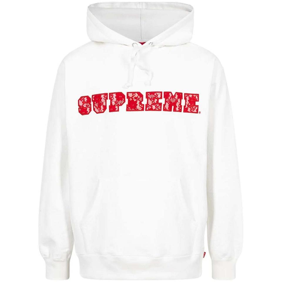 Supreme Dantel Detail Logo Kapüşonlu Sweatshirt Beyaz | TR475XF