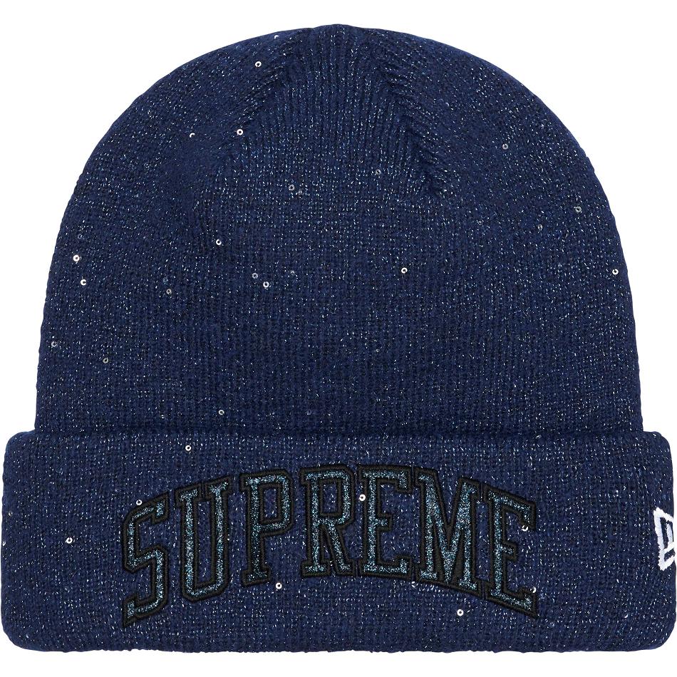 Supreme New Era® Metallic Arc Beanie Şapkalar Lacivert | TR145EX