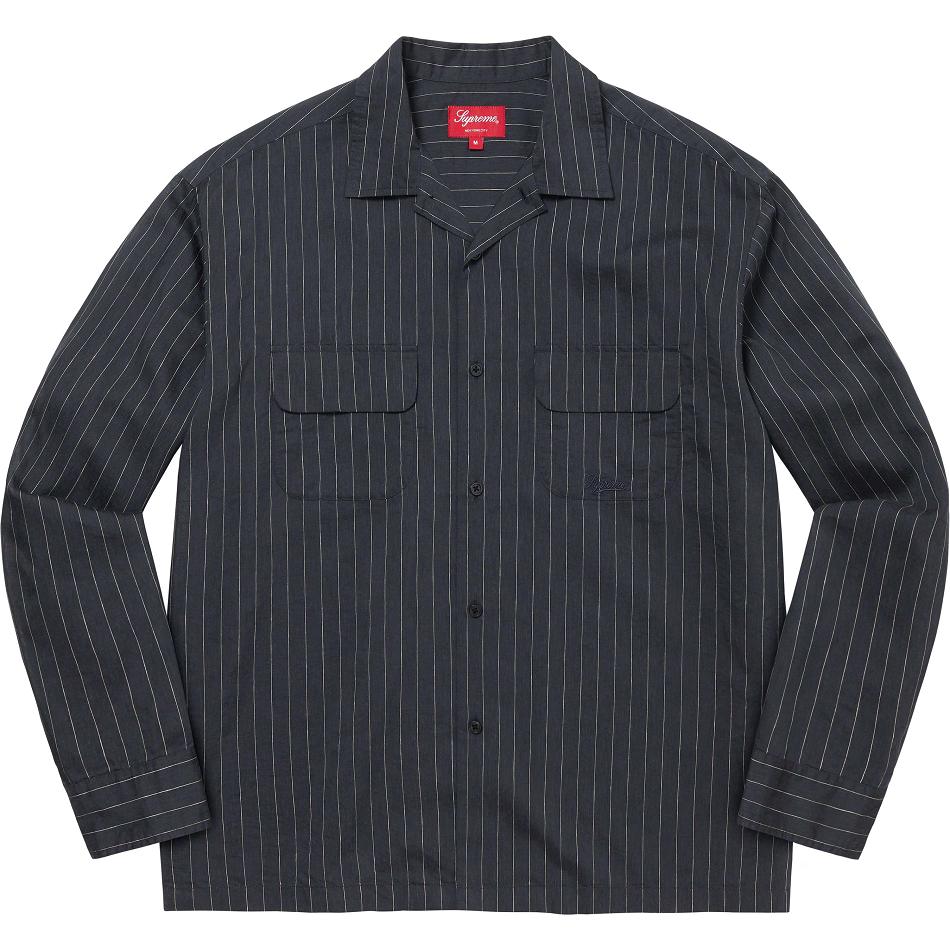 Supreme Pinstripe Linen Gömlek Lacivert | TR372CE