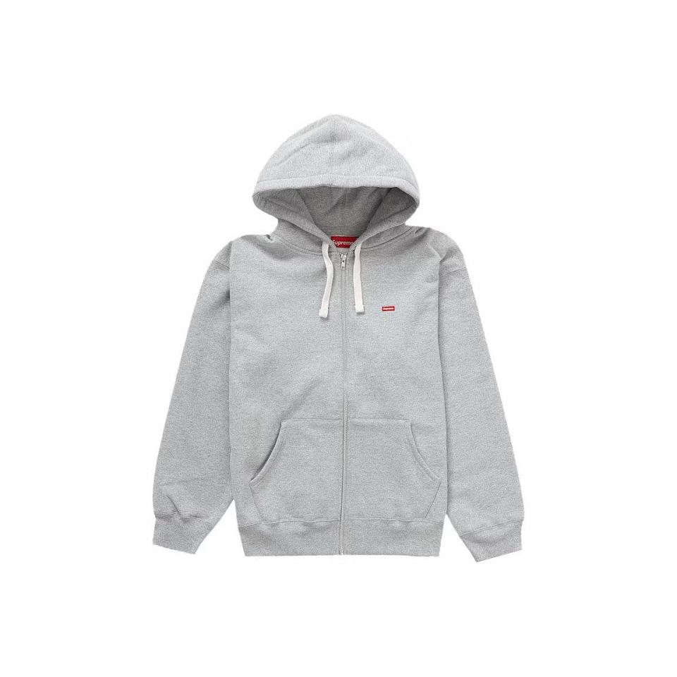 Supreme Small Box Drawcord Zip Up Kukuletalı Tişörtü Gri | TR259DN