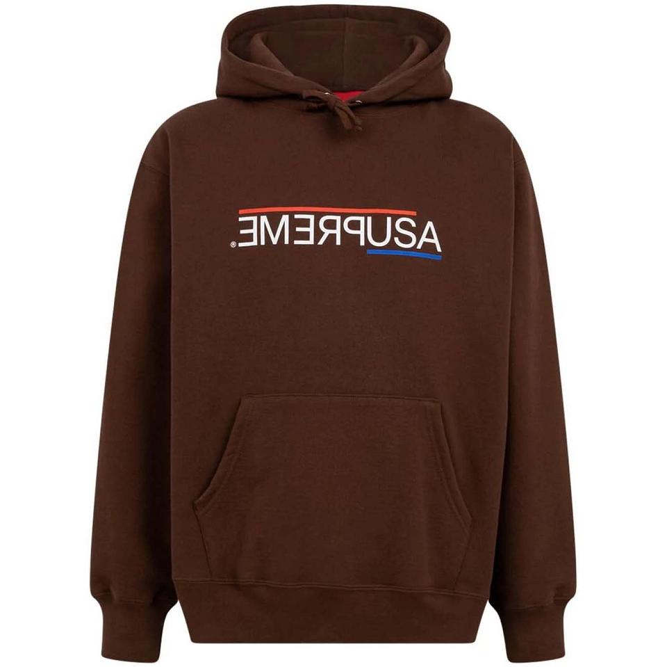 Supreme USA Kapüşonlu Sweatshirt Kahverengi | TR462IS