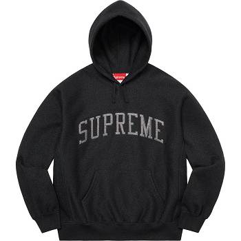 Supreme Glitter Arc Kukuletalı Tişörtü Siyah | TR298MA