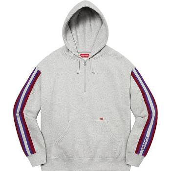 Supreme Half Zip Kukuletalı Tişörtü Gri | TR292ZG