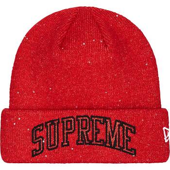 Supreme New Era® Metallic Arc Beanie Şapkalar Kırmızı | TR144WY