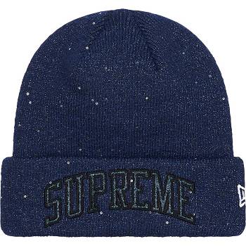 Supreme New Era® Metallic Arc Beanie Şapkalar Lacivert | TR145EX