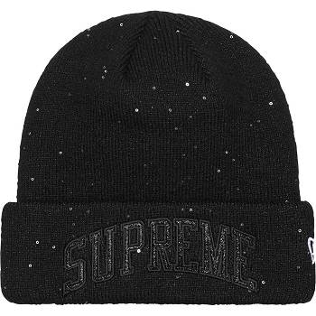 Supreme New Era® Metallic Arc Beanie Şapkalar Siyah | TR146RW