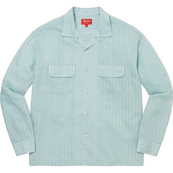 Supreme Pinstripe Linen Gömlek Mavi | TR373VD