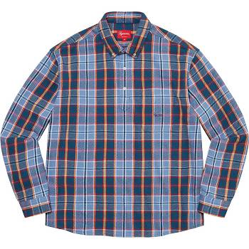 Supreme Pullover Plaid Flannel Gömlek Mavi | TR380RW