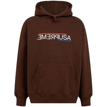 Supreme USA Kapüşonlu Sweatshirt Kahverengi | TR462IS