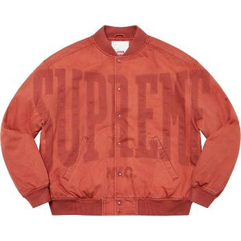 Supreme Washed Knockout Denim Varsity Ceket Kırmızı | TR438PQ